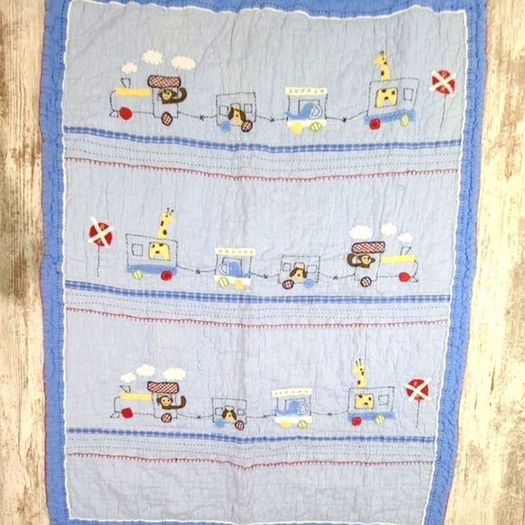 Pottery Barn Kids Bedding Pottery Barn Kids Boys Blue Animal Train